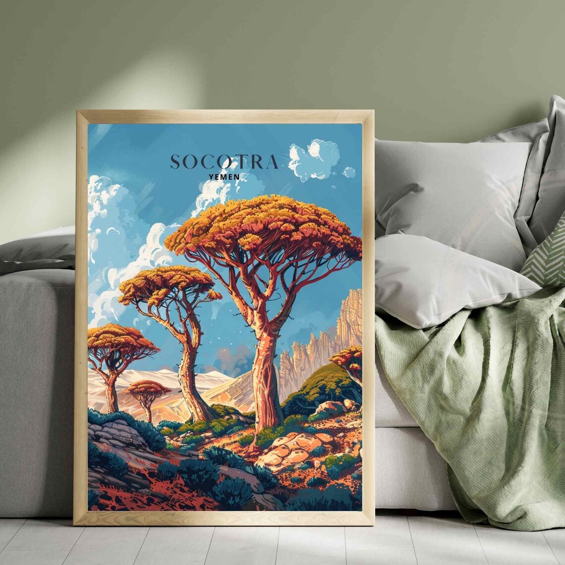 Socotra Yemen Dragon Blood Trees Island Desert Landscape Poster