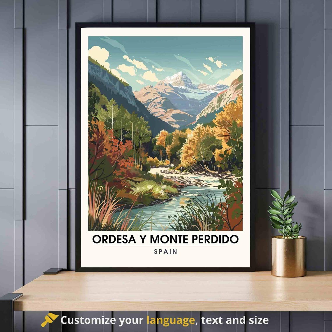 Ordesa Y Monte Perdido Spain Autumn Valley River Travel Poster