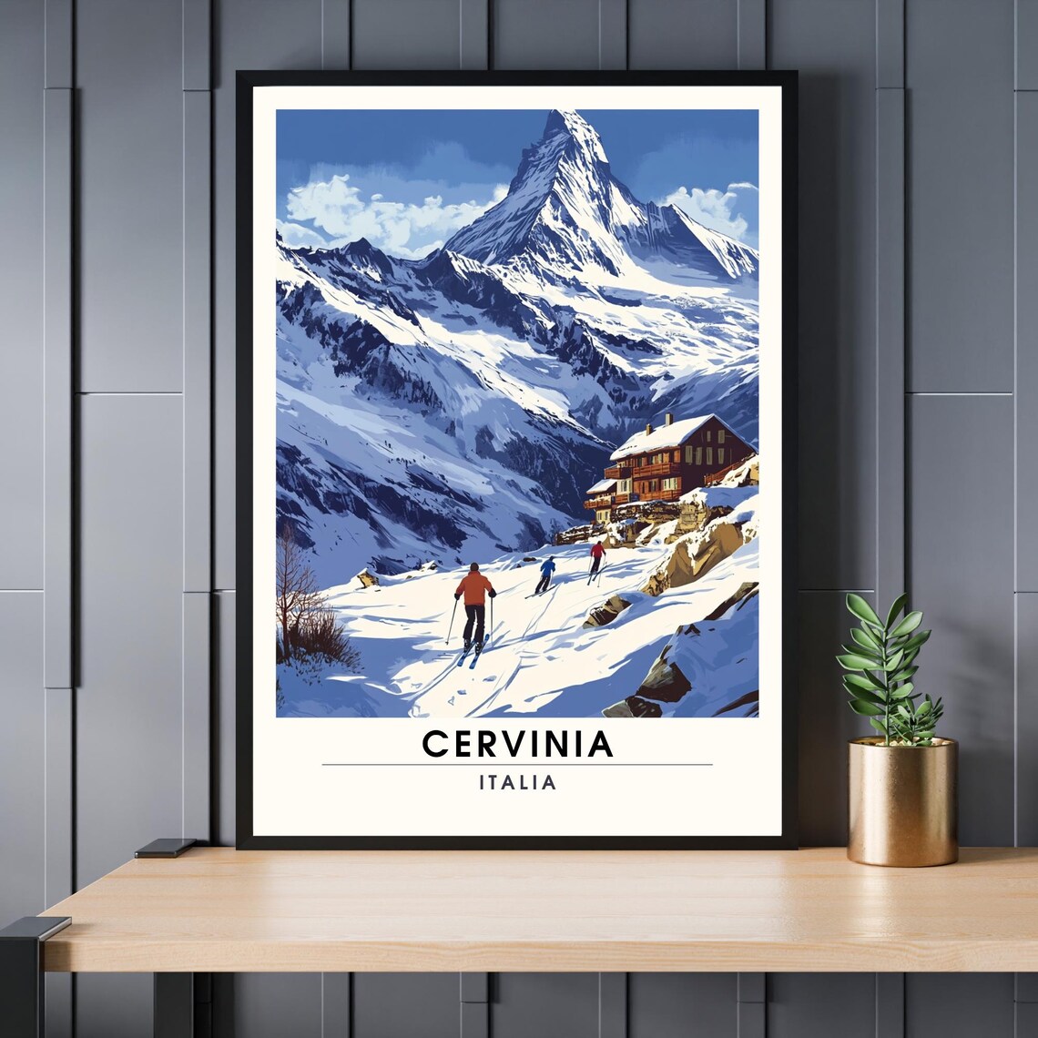 Cervinia Italy Ski Resort Matterhorn Alpine Winter Travel Poster