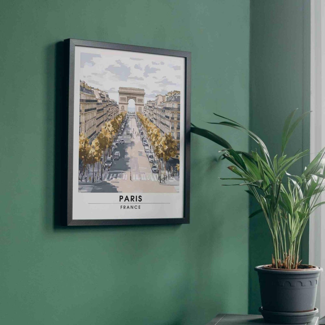 Paris Champs-Elysees Tree Lined Avenue Arc de Triomphe Travel Poster - Image 4