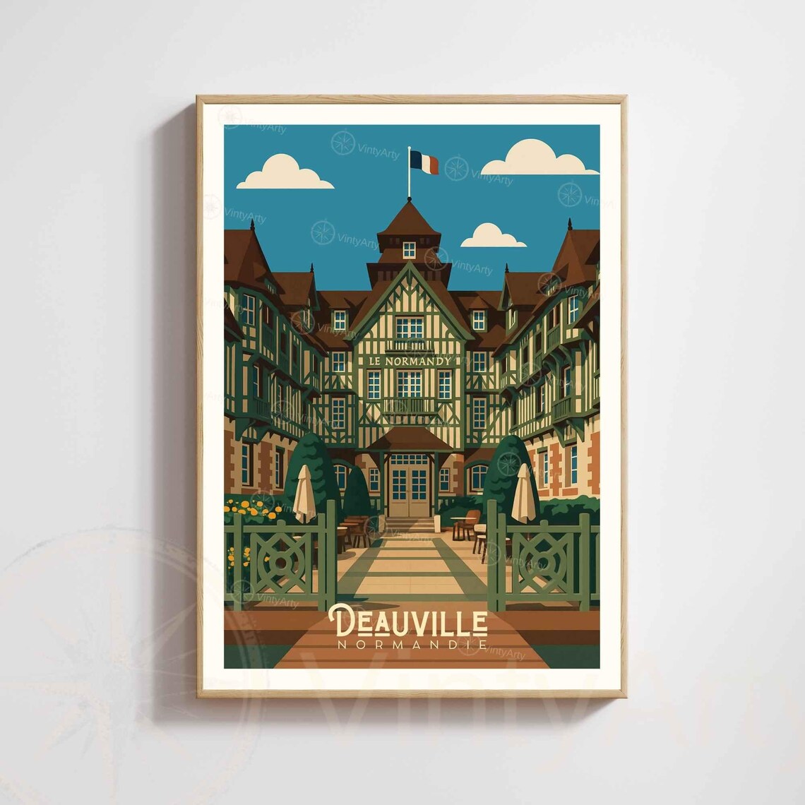 Deauville Normandie Le Normandy Hotel Vintage Travel France Poster
