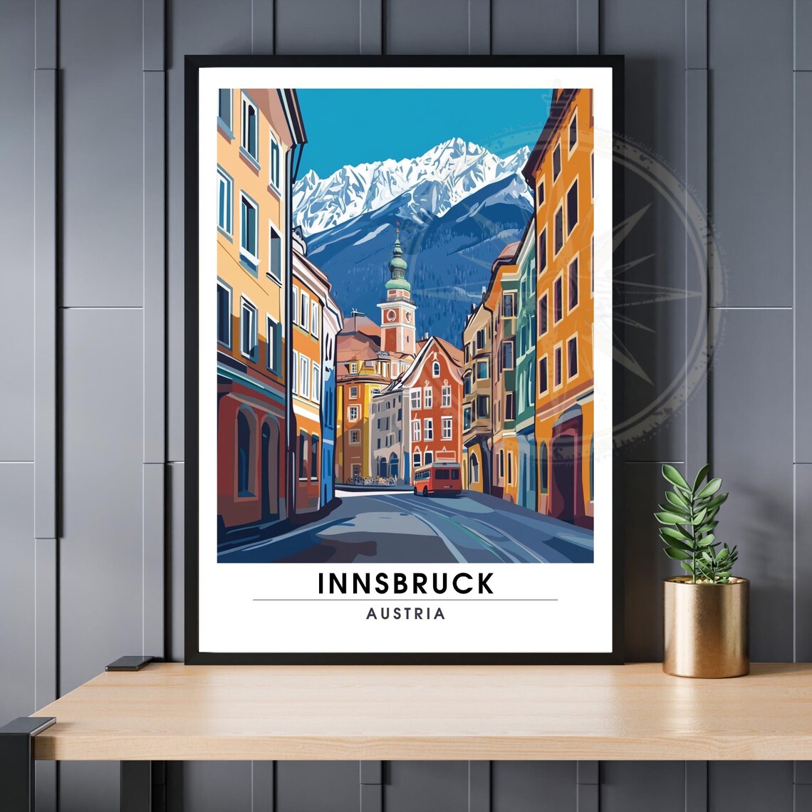 Innsbruck Austria Maria Theresa Street Alps Vintage Travel Poster