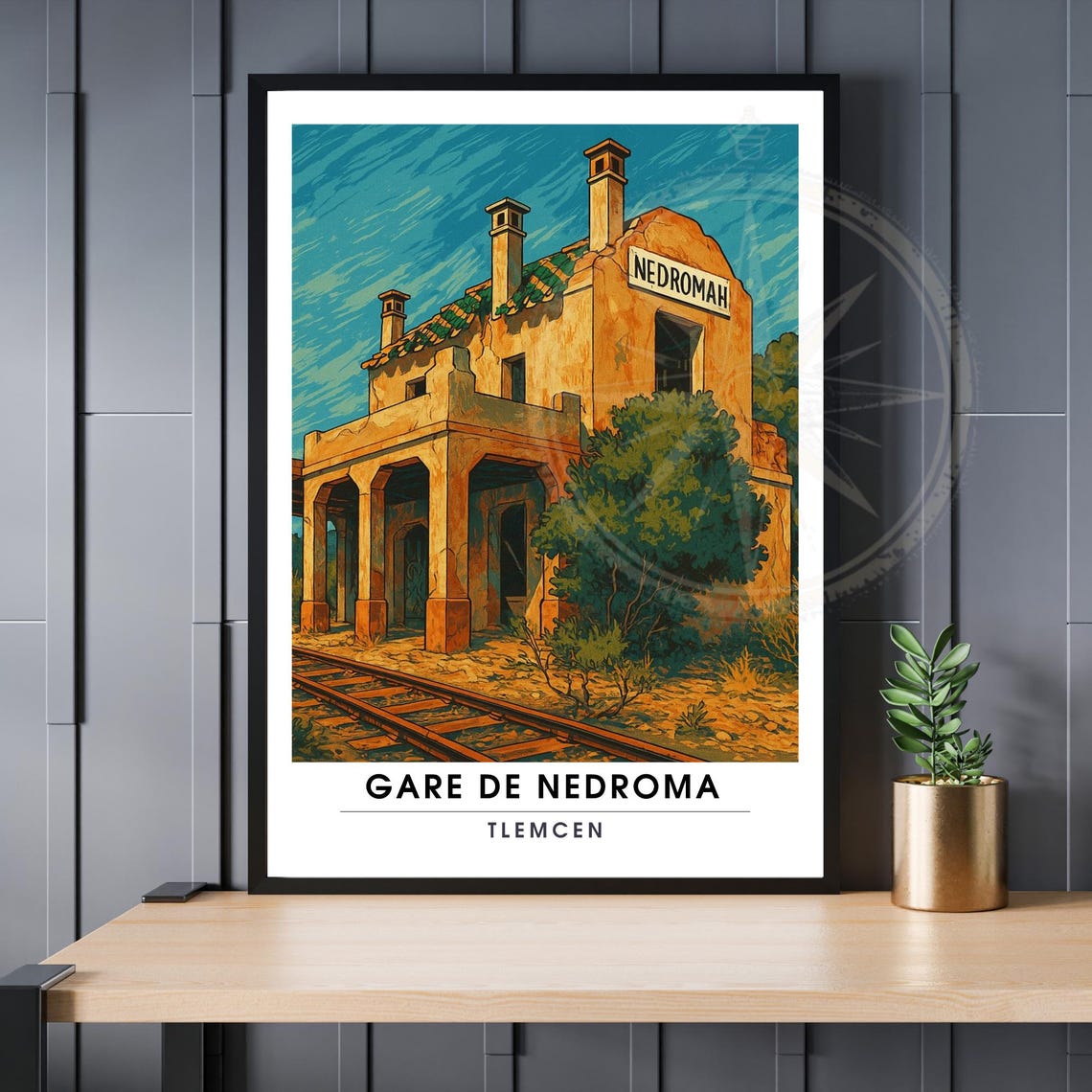 Gare de Nedroma Tlemcen Vintage Algerian Railway Station Poster