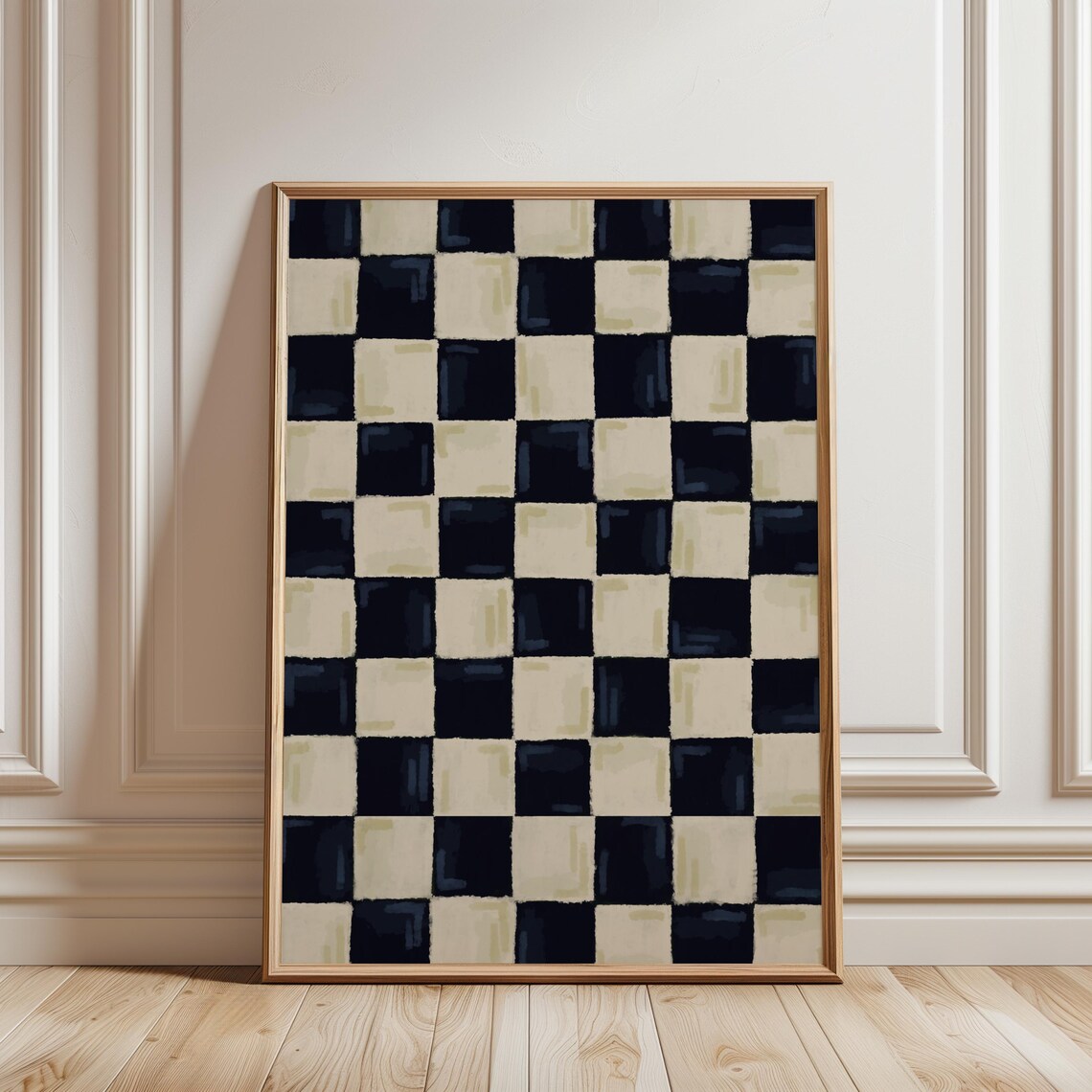 Black and White Checkered Art Print, Retro Abstract - Image 3