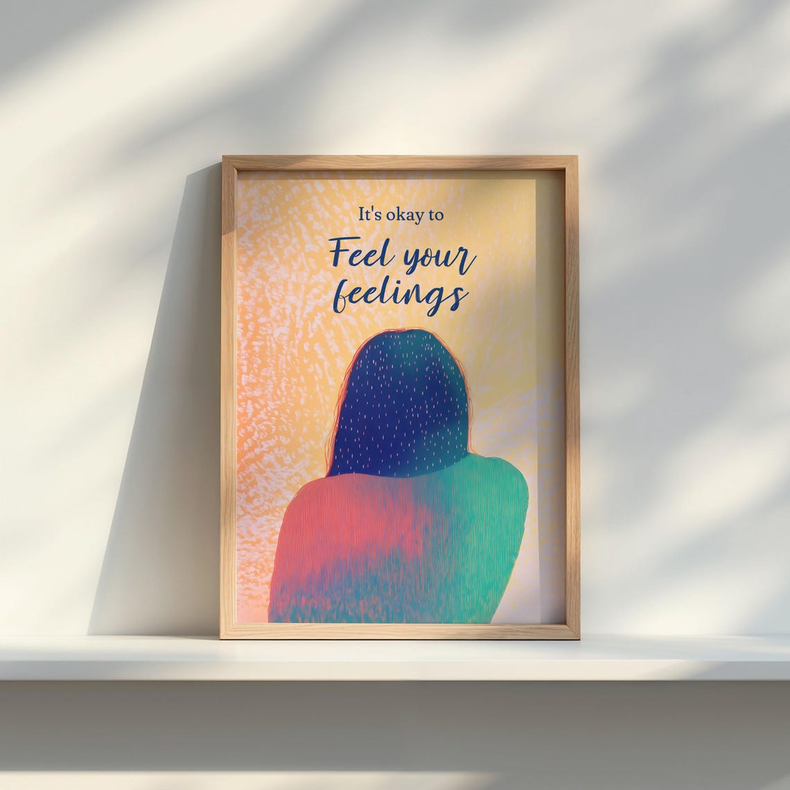 Its Okay To Feel Your Feelings Colorful Woman Art Therapy Poster
