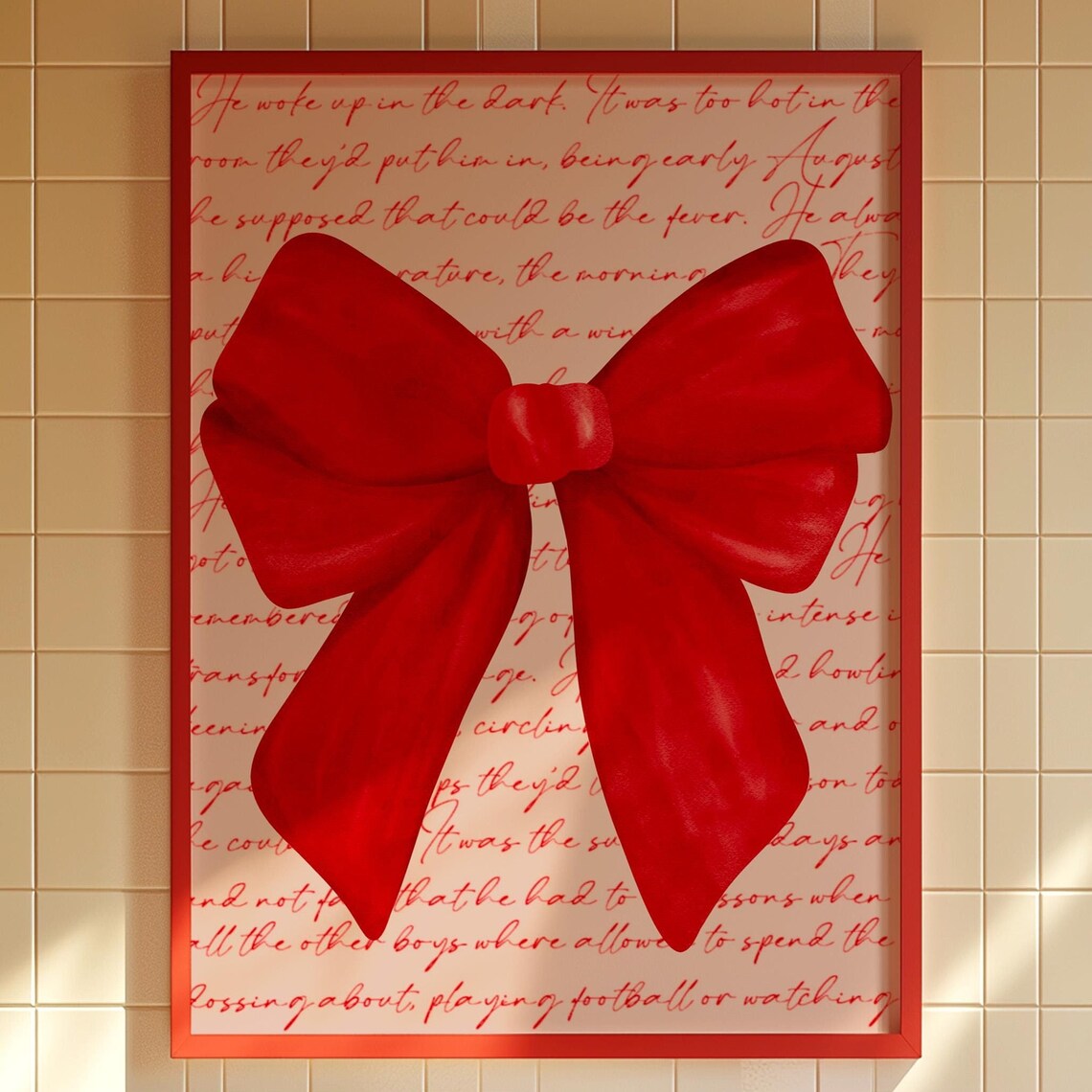 Red Ribbon Bow Coquette Wall Art Nursery Decor Kitsch Dopamine Trendy Prints Retro Poster Vintage