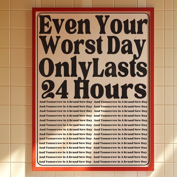Positive Affirmation Typography Poster 70s Style Wall Art