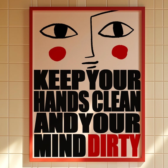 Funny Bathroom Typography Poster Trippy Y2k Wall Art