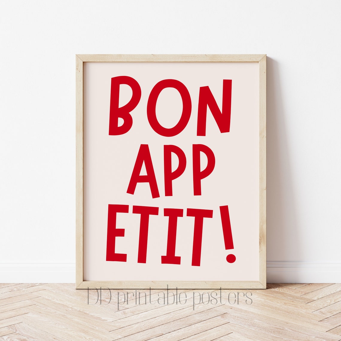Bold Bon App Etit Red Typography French Bistro Kitchen Poster - Image 2
