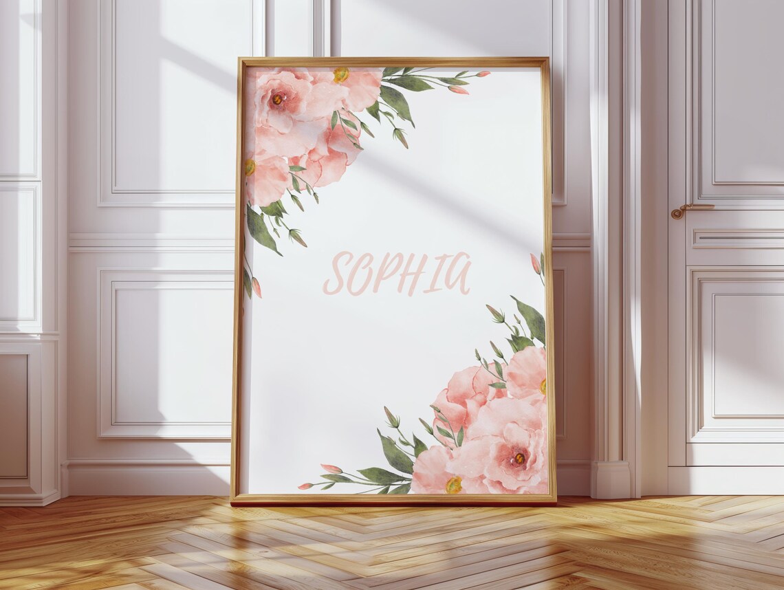 Personalized Custom Name Floral Nursery Baby Girl Gift Print - Image 2
