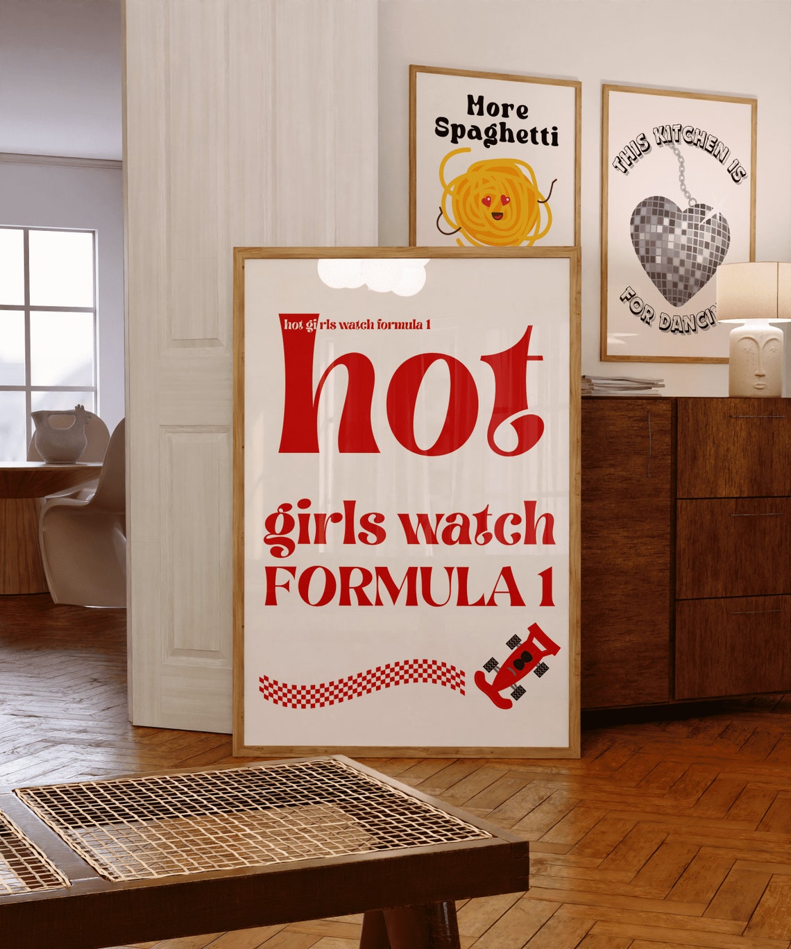 Hot Girls Watch Formula 1 Retro Red Typography Racing Fan Poster - Image 3
