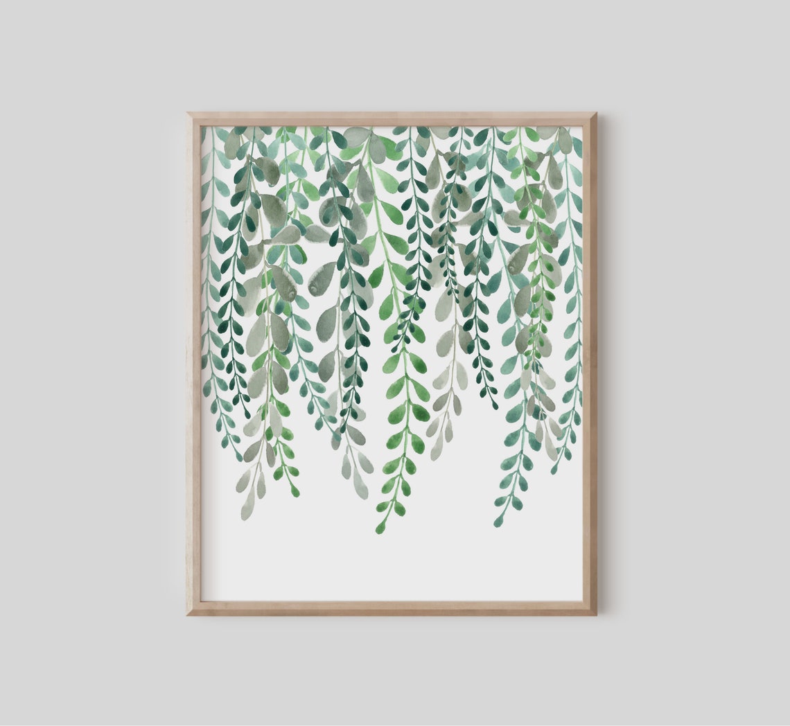 Cascading Ivy Watercolor Botanical Trailing Vine Leaf Poster