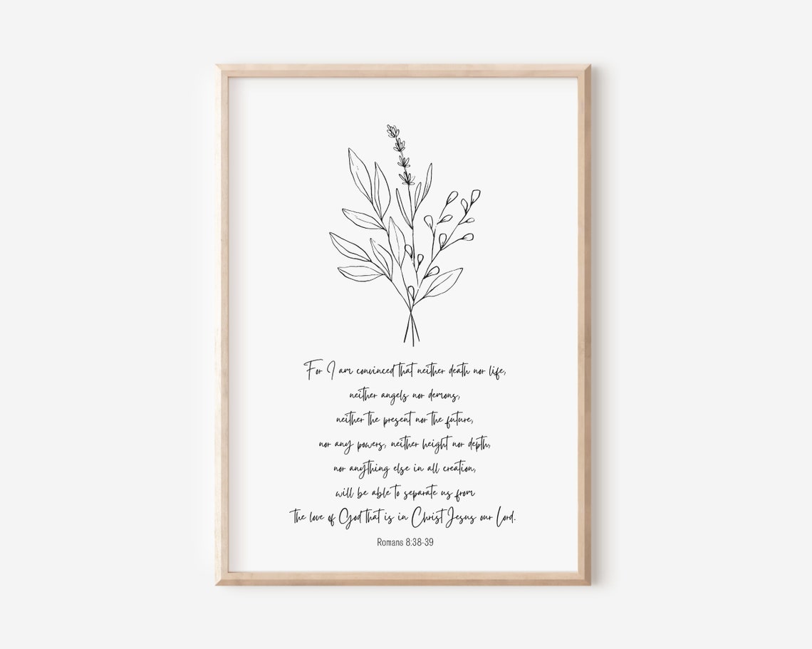 Romans 8 38 39 Nothing Can Separate Botanical Line Art Print