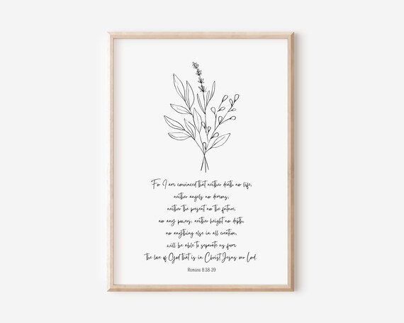 Romans 8 38 39 Nothing Can Separate Botanical Line Art Print