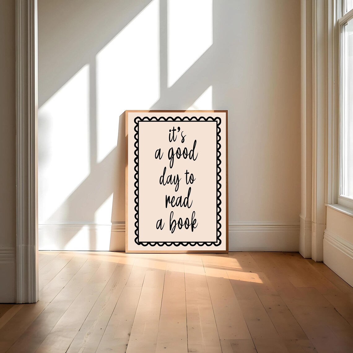It's A Good Day To Read A Book Cream Bookish Script Quote Poster - Image 4