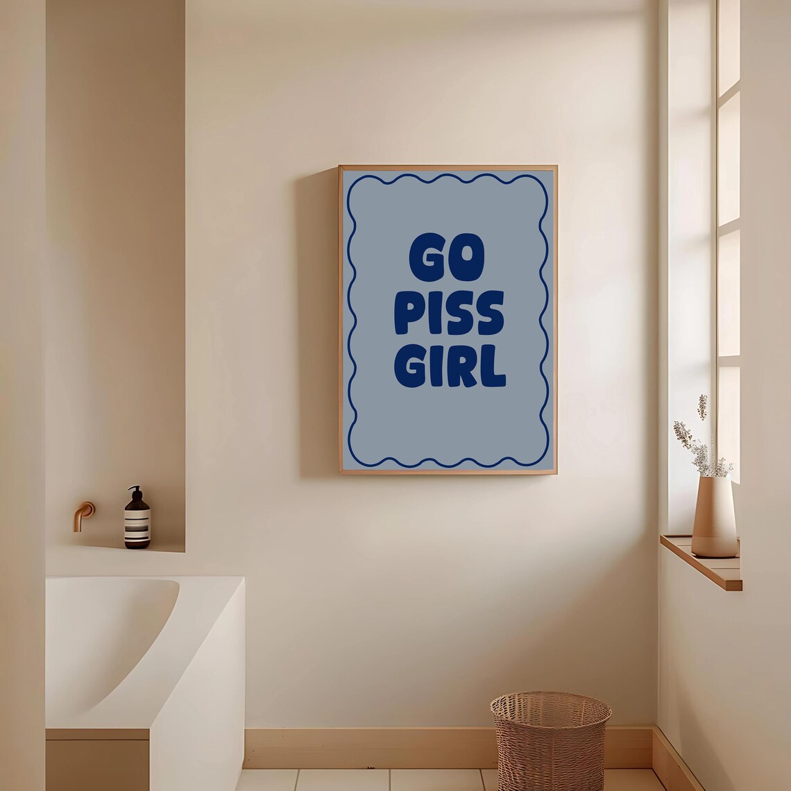 Go Piss Girl Funny Typography Bathroom Poster - Image 3