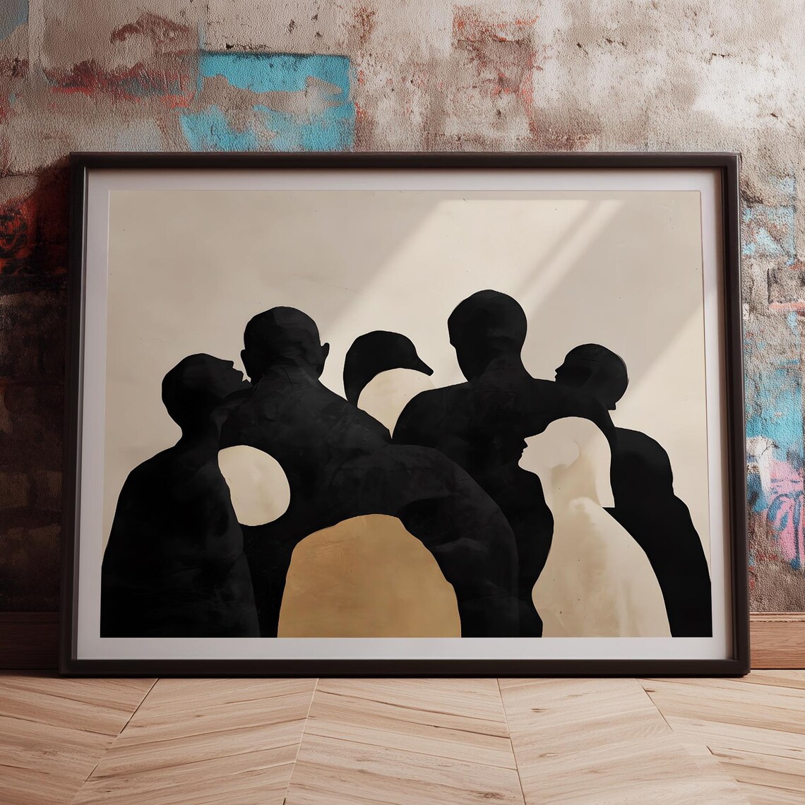 One By Abstract Art Print People Painting Wall Home Decor Soft Colors For Her