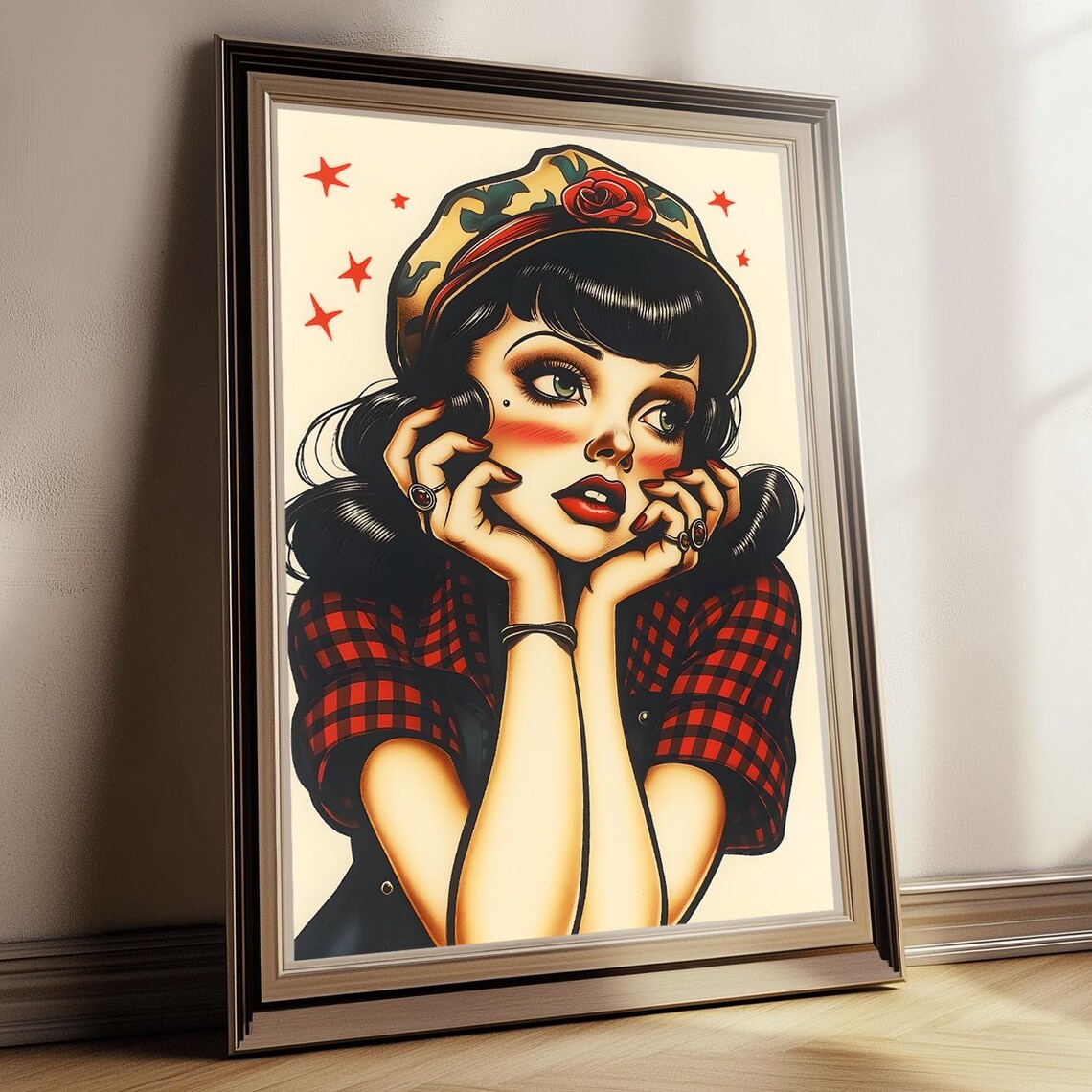 Pinup Girl Art Print Instant Wall Retro Vintage Style Illustration