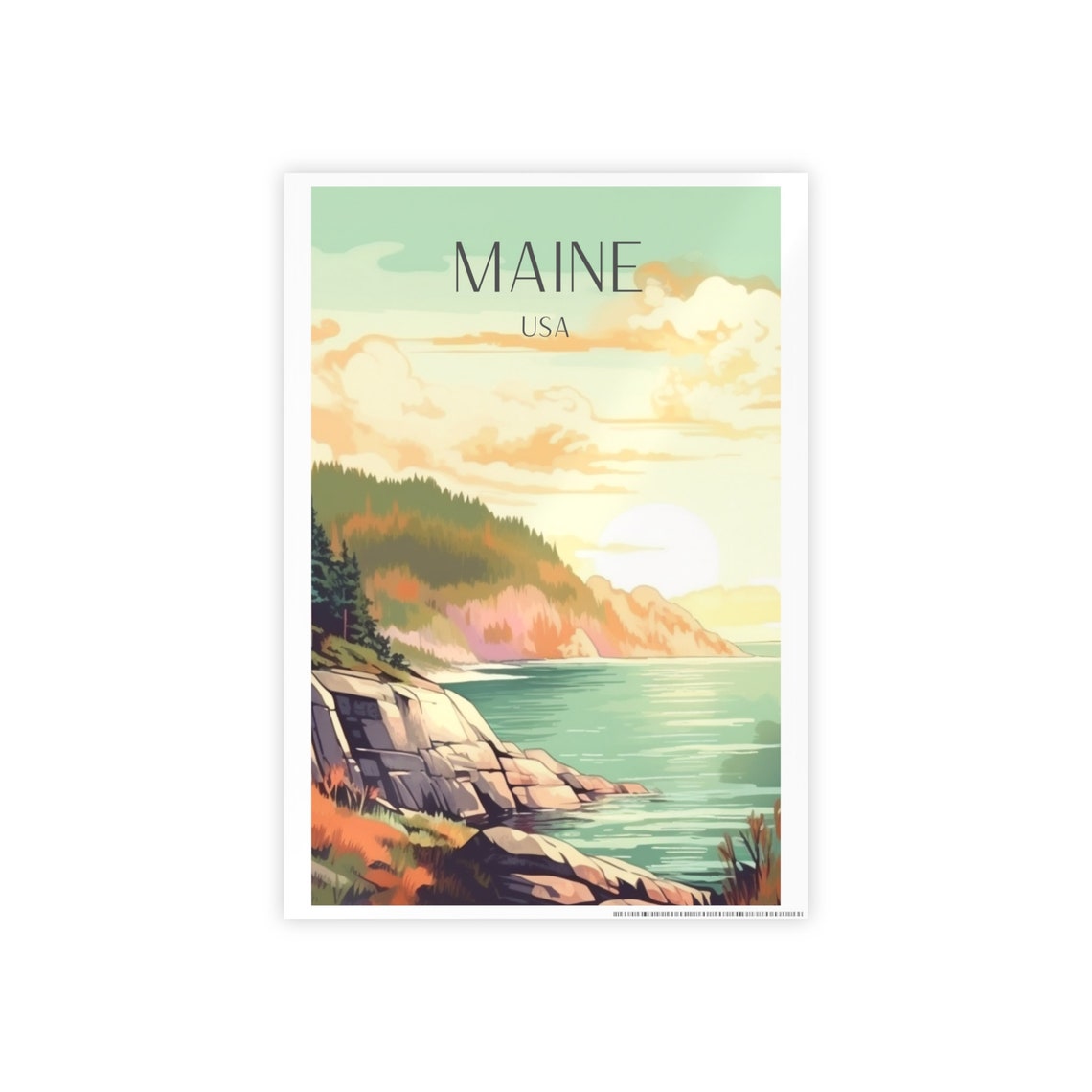 Maine Travel Poster, Arcadia National Forest Nature Art - Image 4