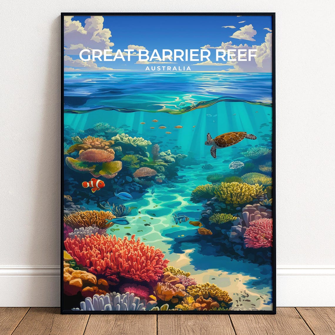Great Barrier Reef Australia Poster Coral Print Ocean Wall Art
