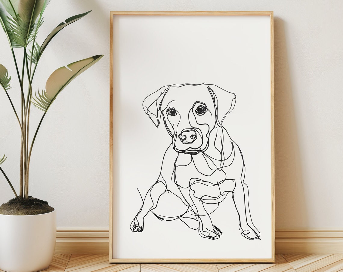 Labrador Relaxed Sprawling Joyful Loose Line Drawing Art Poster - Image 3
