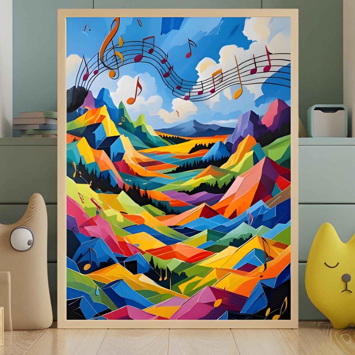 Modern Abstract Music Notes, Mid-Century Art Print