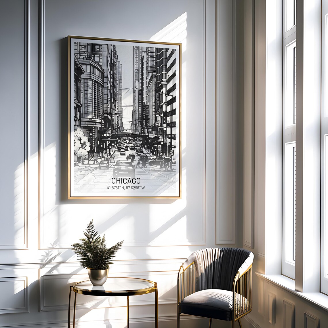 Chicago Black And White Urban Streets Travel Poster - Image 2