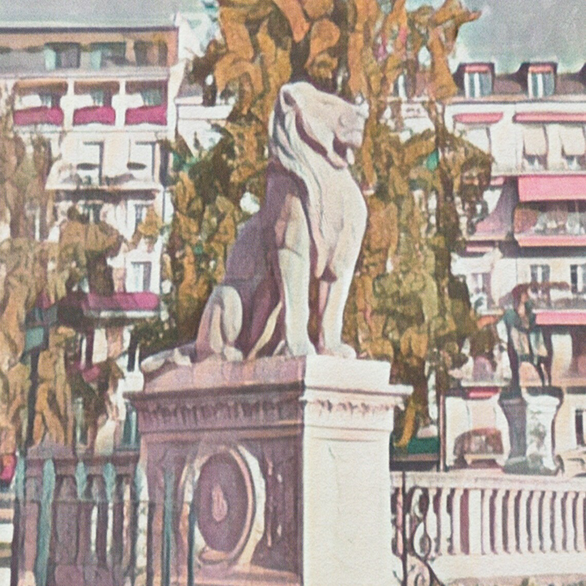 Geneva Switzerland Lion Statue Lakefront Retro City Travel Poster - Image 4