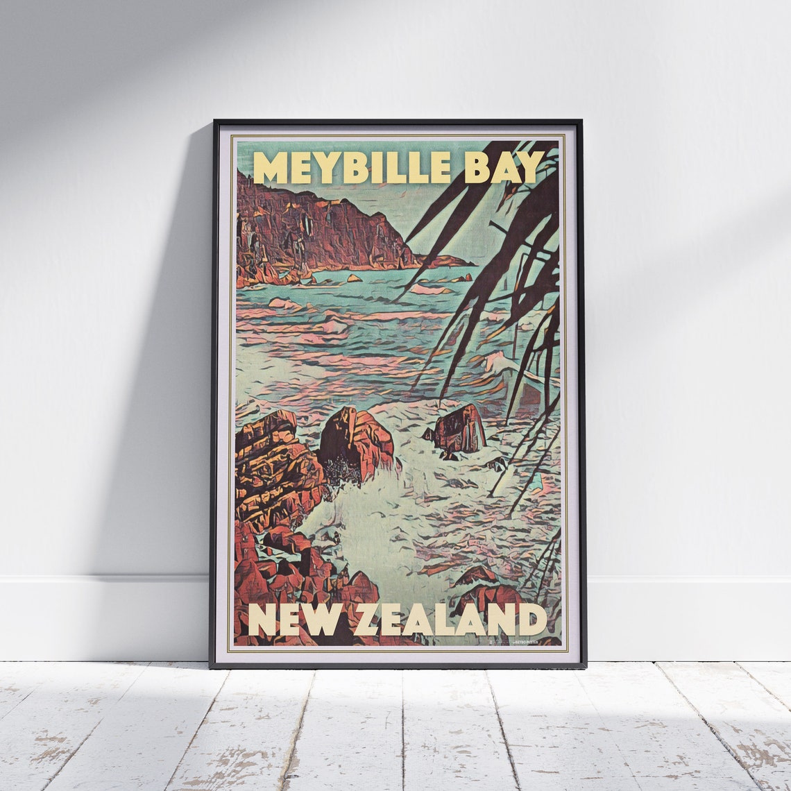 New Zealand Poster Meybille Bay By Alecse Limited Edition Vintage Tasmania Poster Classic New Zealand Gallery Wall Print Of Meybille Bay