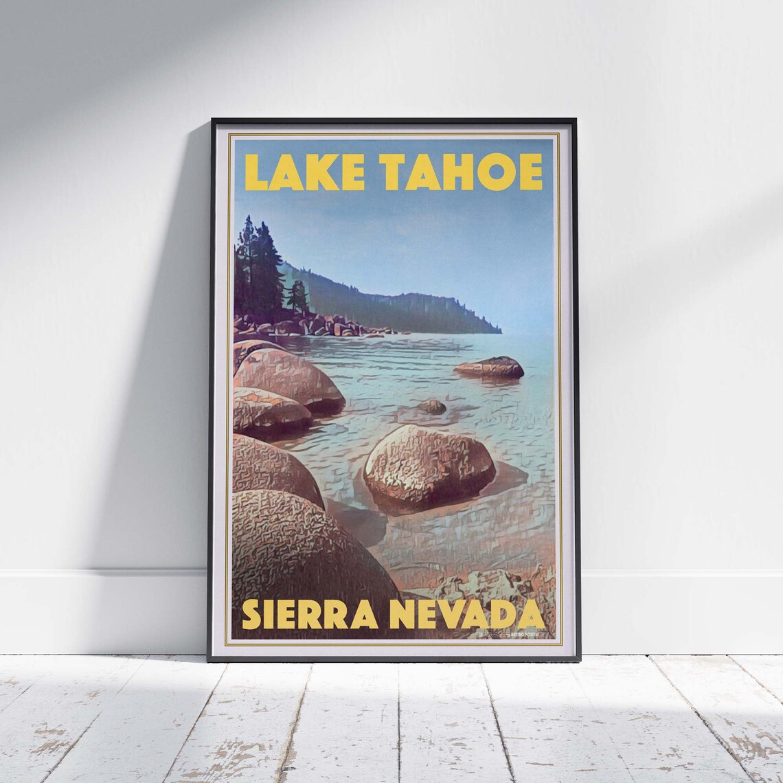 Lake Tahoe Poster By Alecse Limited Edition Sierra Nevada Poster Classic Lake Tahoe Print Poster Of Sierra Nevada Usa Gallery Wall