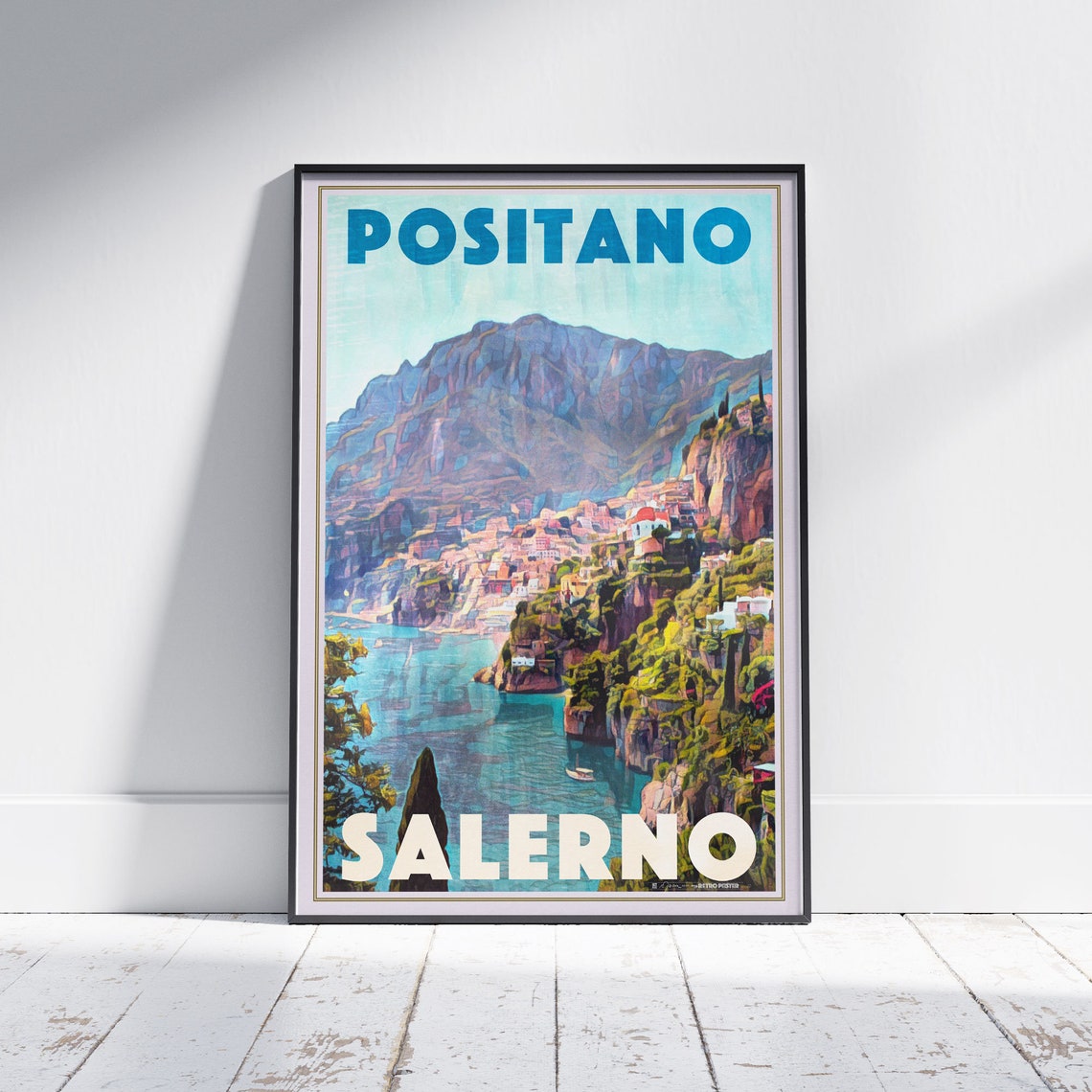 Positano Poster Salerno By Alecse Limited Edition Italy Travel Poster Campania Gallery Wall Print Of Positano Italian Decoration