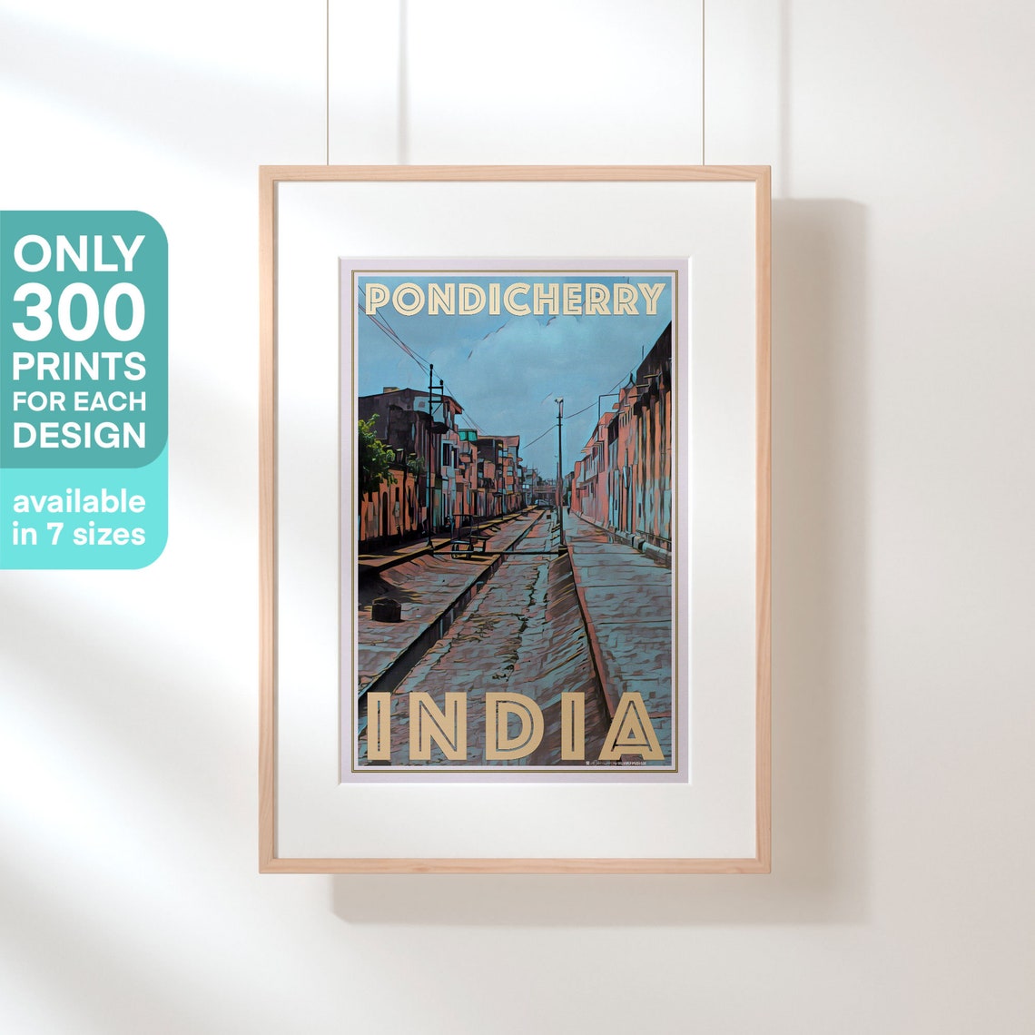 Pondicherry Colonial Street Architecture India Vintage Travel Poster - Image 3