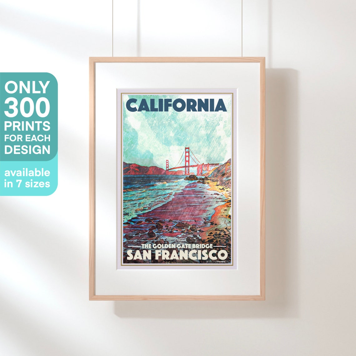 San Francisco Golden Gate Bridge California Beach Travel Poster - Image 3