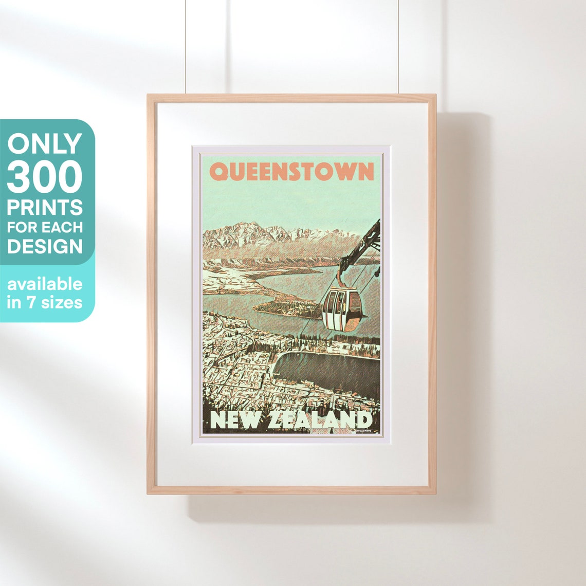 Queenstown Poster Pagoda By Alecse Limited Edition New Zealand Travel Poster Queenstown Print New Zealand Travel Wall Pagoda Print - Image 3