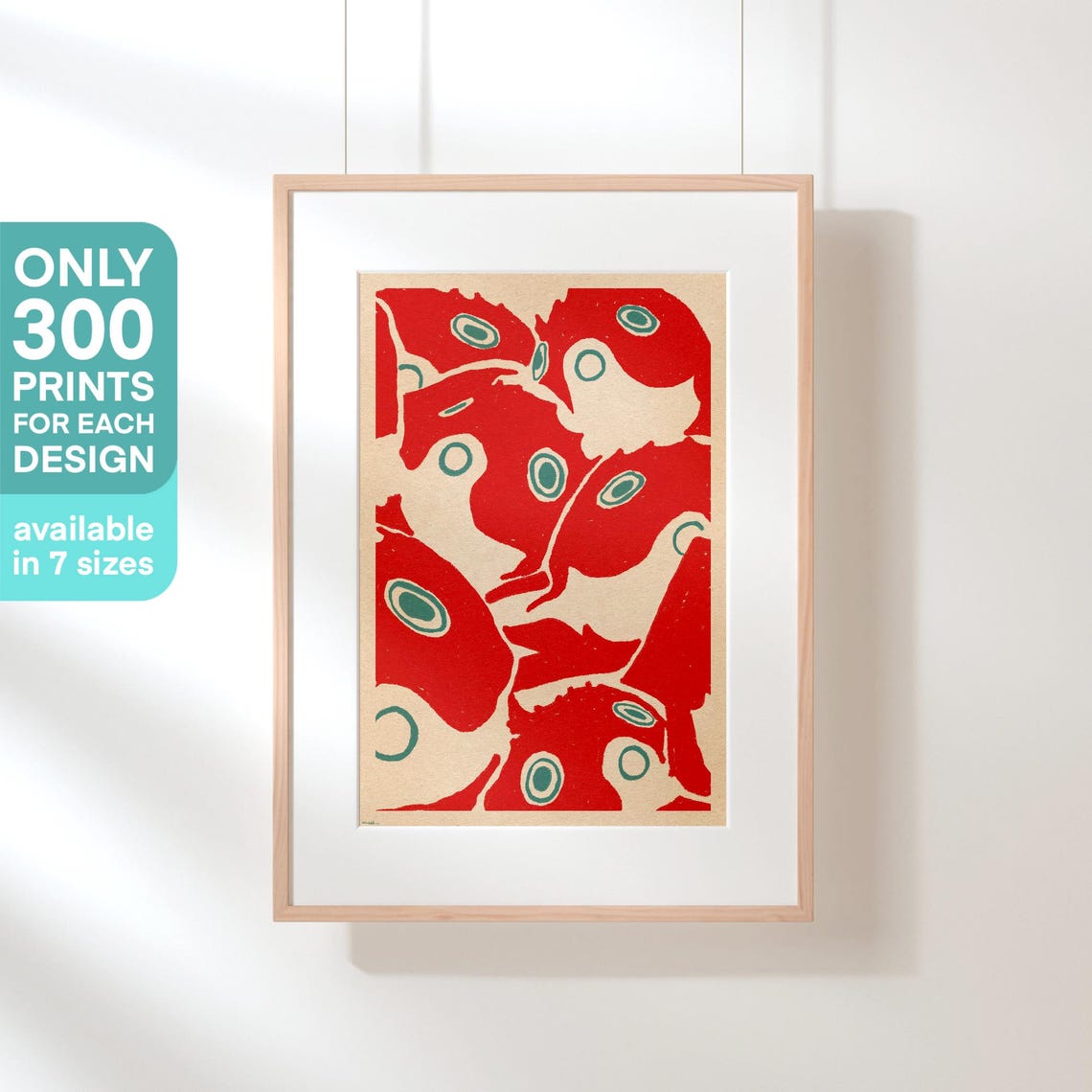 Swirling Koi Fish Abstract Bold Red Teal Japanese Pop Art Poster - Image 3