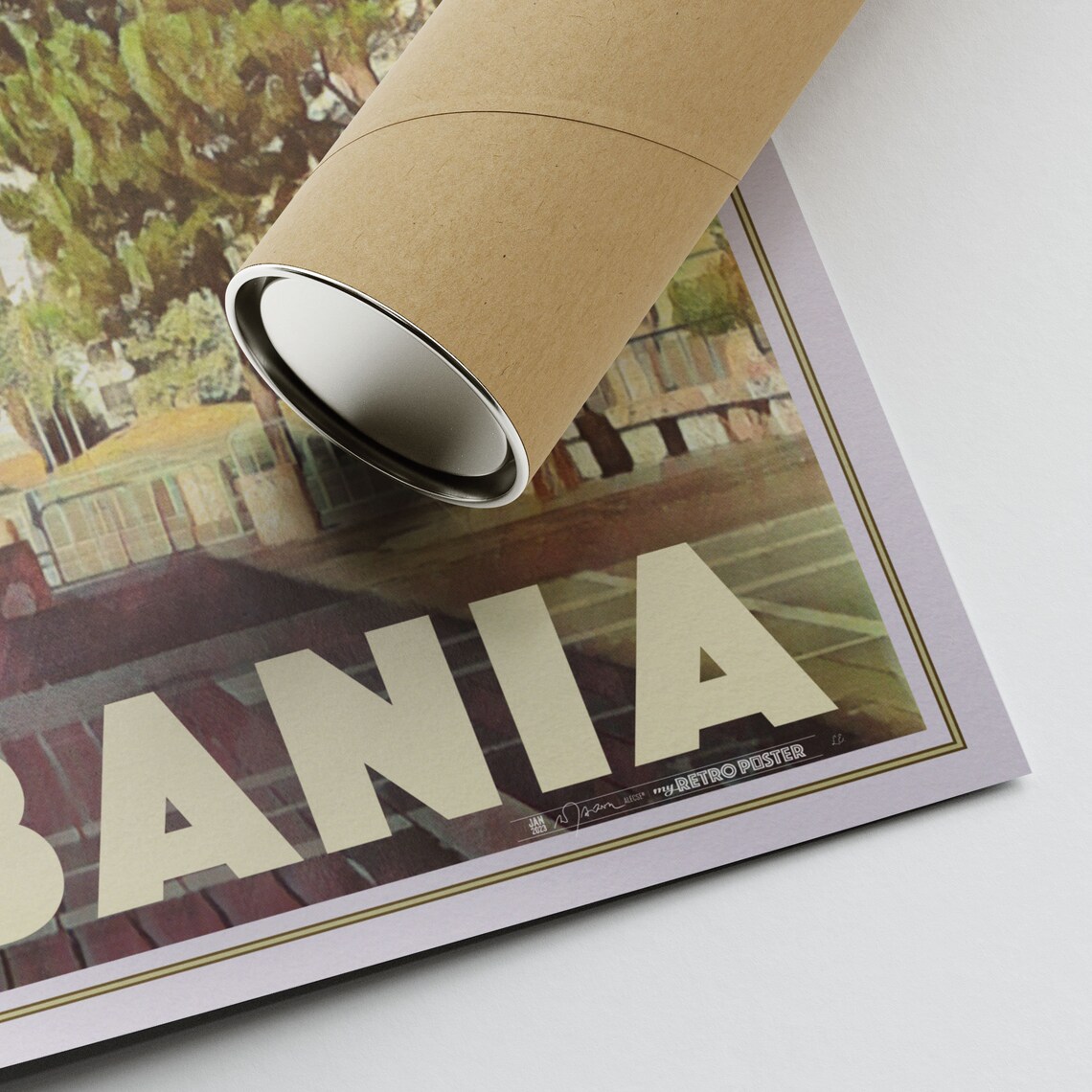 Tirana Albania Colorful Modern Tower Retro Travel City Art Poster - Image 2