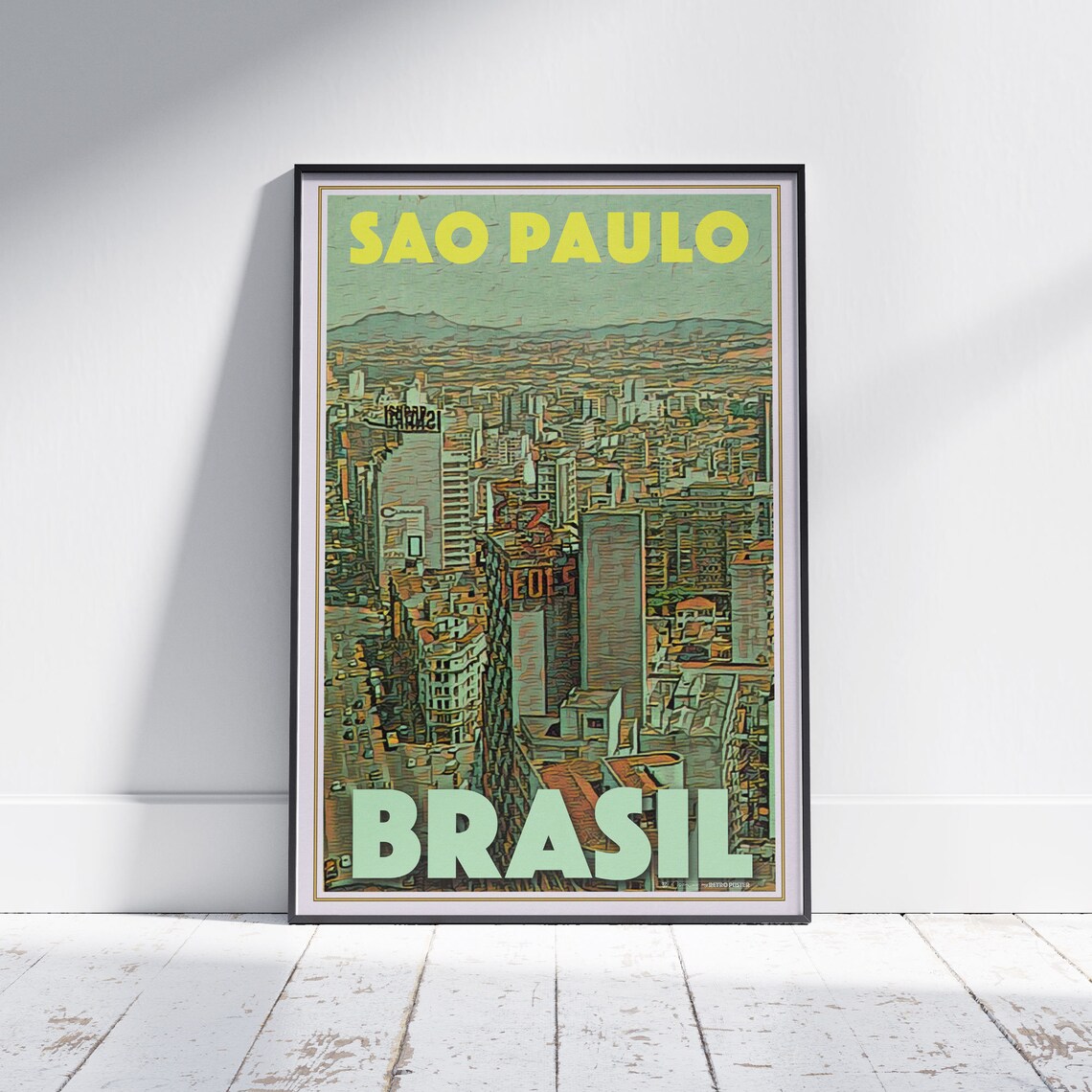 Sao Paulo Brasil Sprawling Cityscape Panorama Vintage Travel Poster
