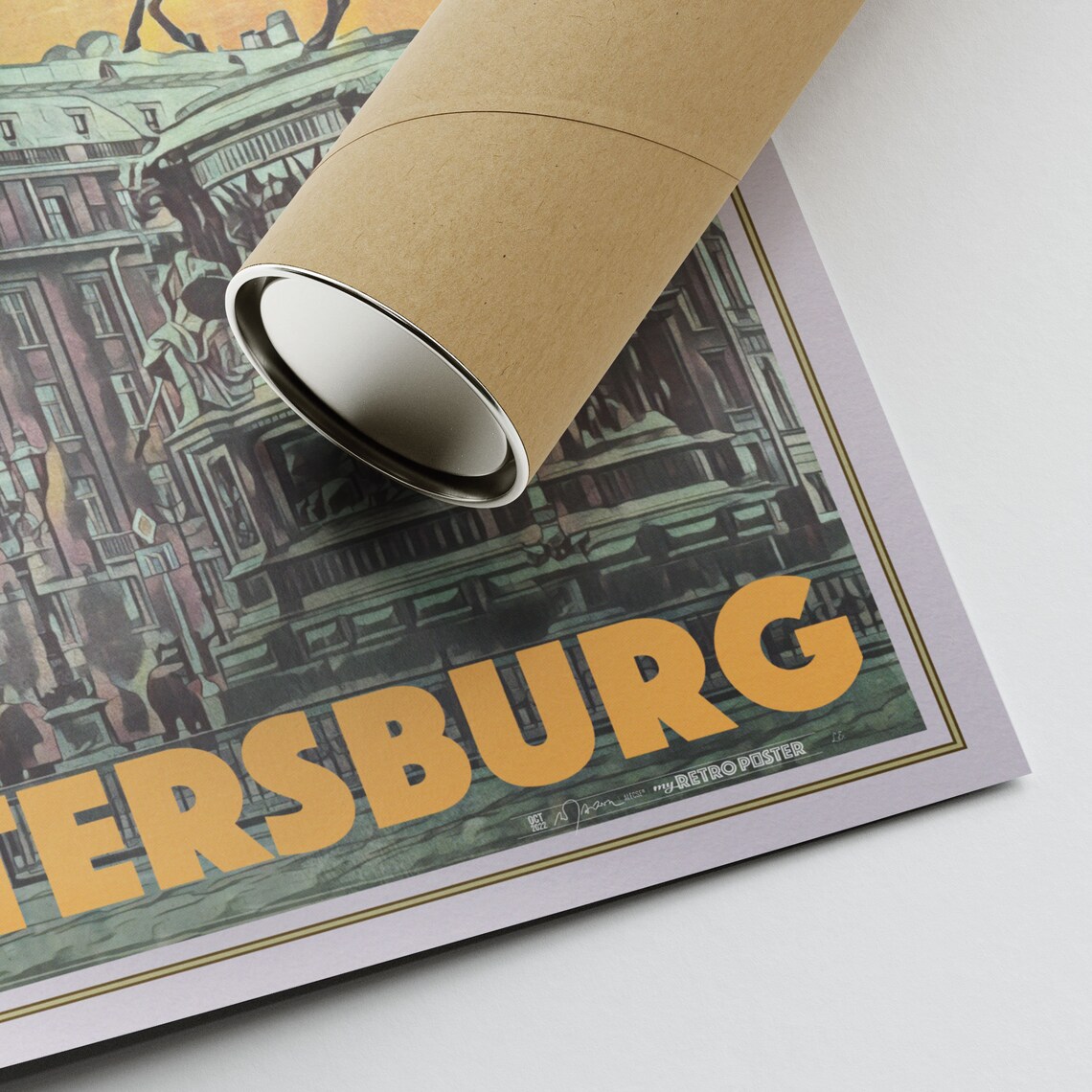 St Petersburg Vintage Travel Poster Hotel Astoria Square Landmark Art - Image 2