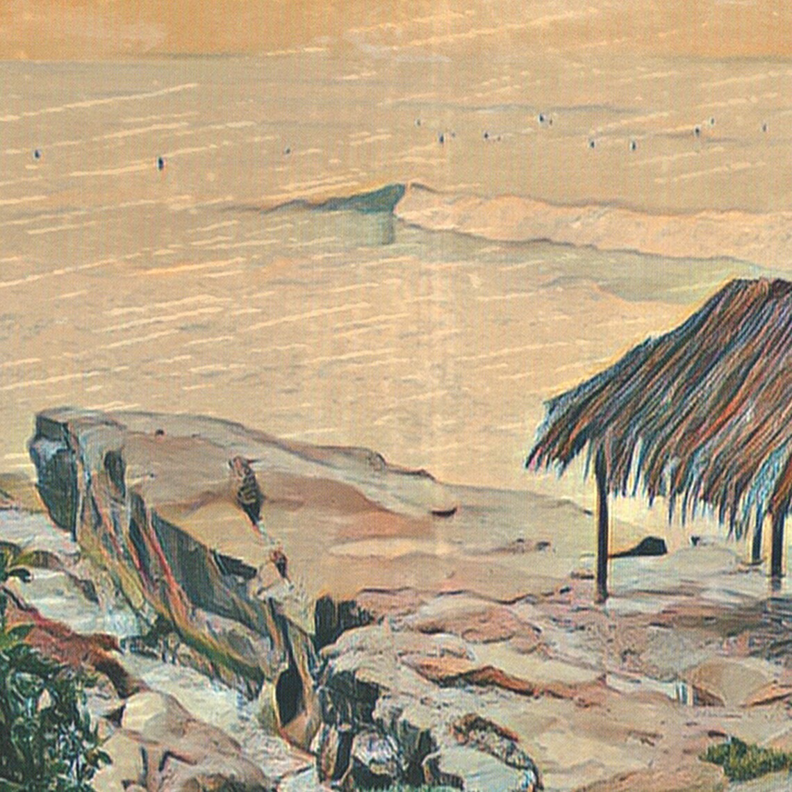 La Jolla Thatched Surf Shack Beach San Diego Vintage Travel Poster - Image 4