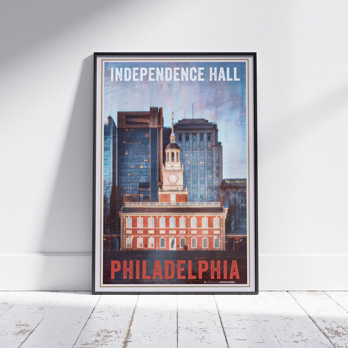 Philadelphia Independence Hall Historic Brick Bell Tower Travel Poster