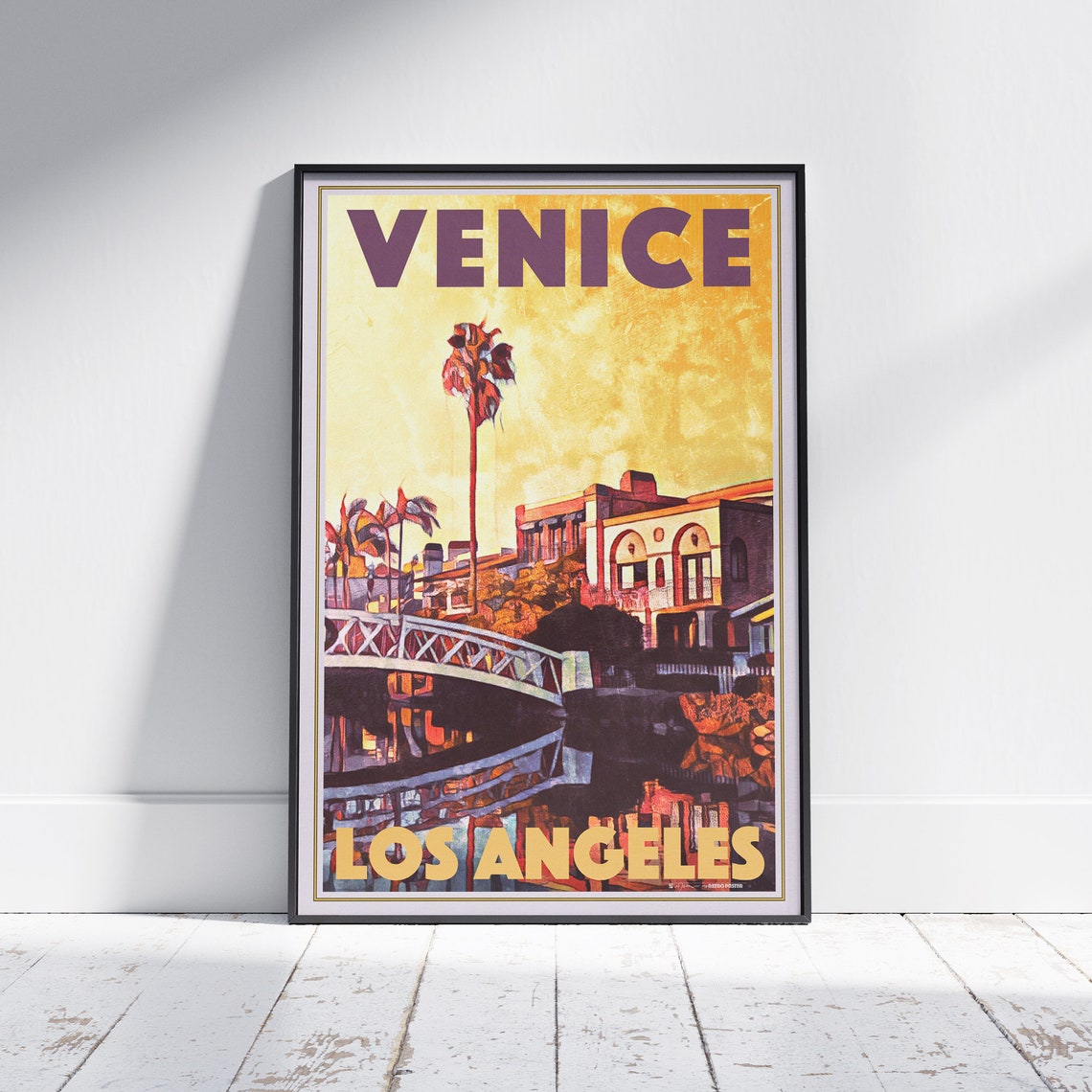 Venice Poster By Alecse Limited Edition California Travel Poster Classic Venice Print Poster Of Venice California Venice Usa Gift