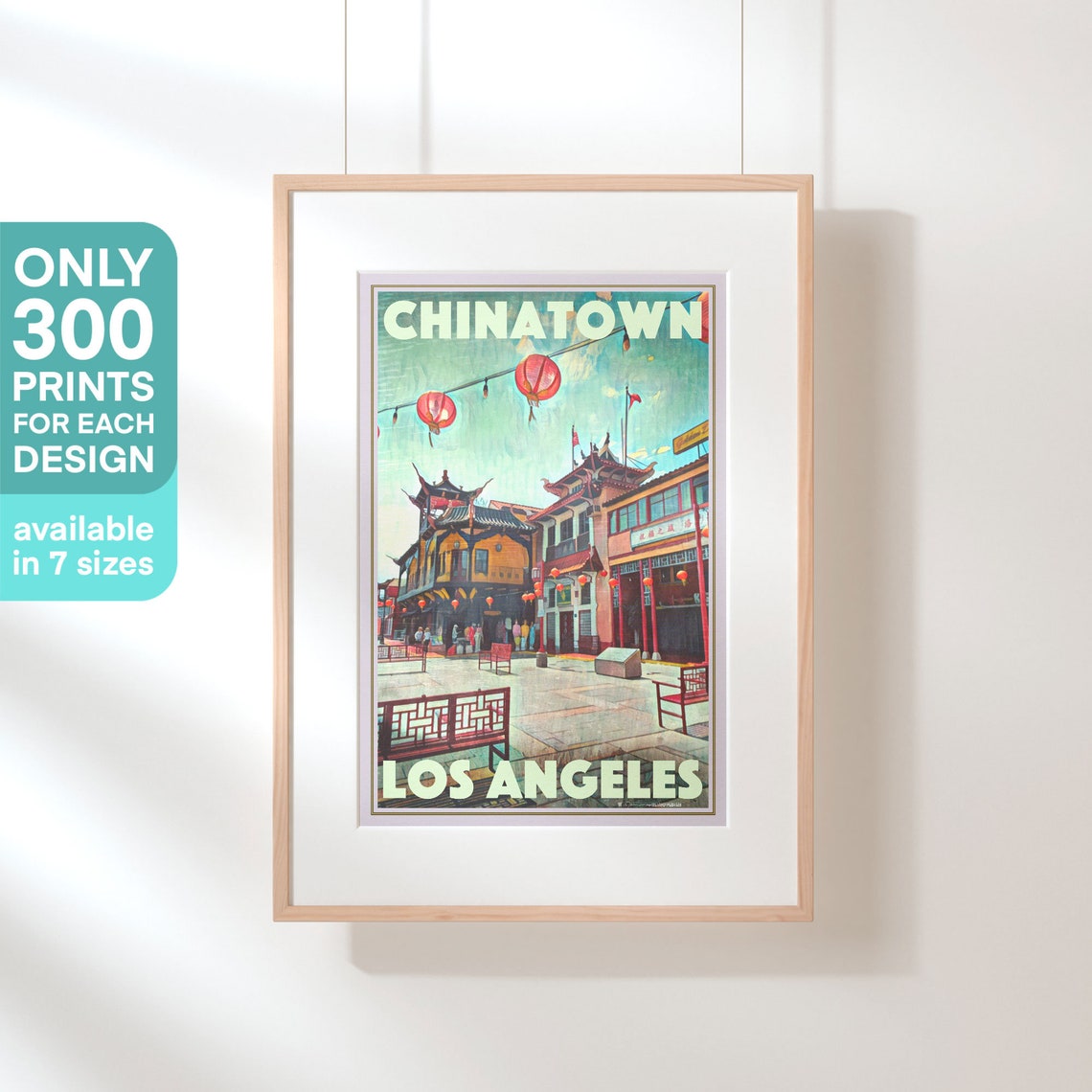 Los Angeles Poster Chinatown By Alecse Limited Edition California Travel Poster Classic Los Angeles Gallery Wall Print Of Chinatown - Image 3