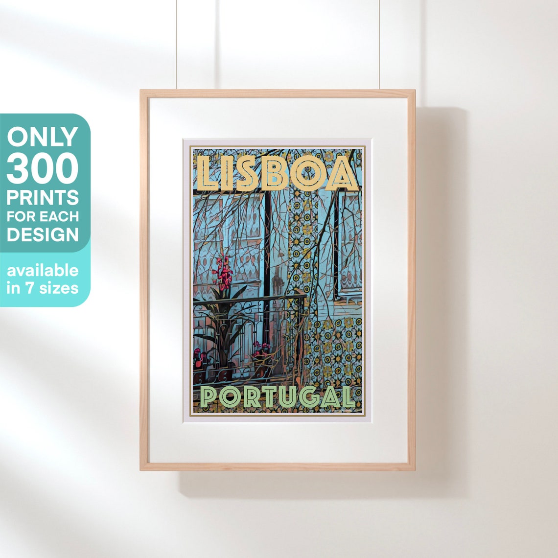 Lisboa Azulejo Tiles Balcony Vintage Travel Poster Portugal Decor - Image 3