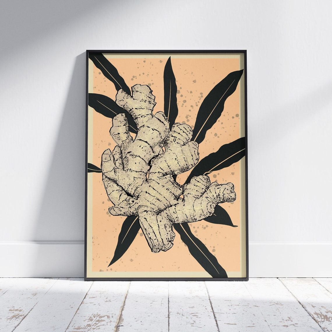 Ginger Root Pop Art Poster Botanical Spice Kitchen Wall Decor