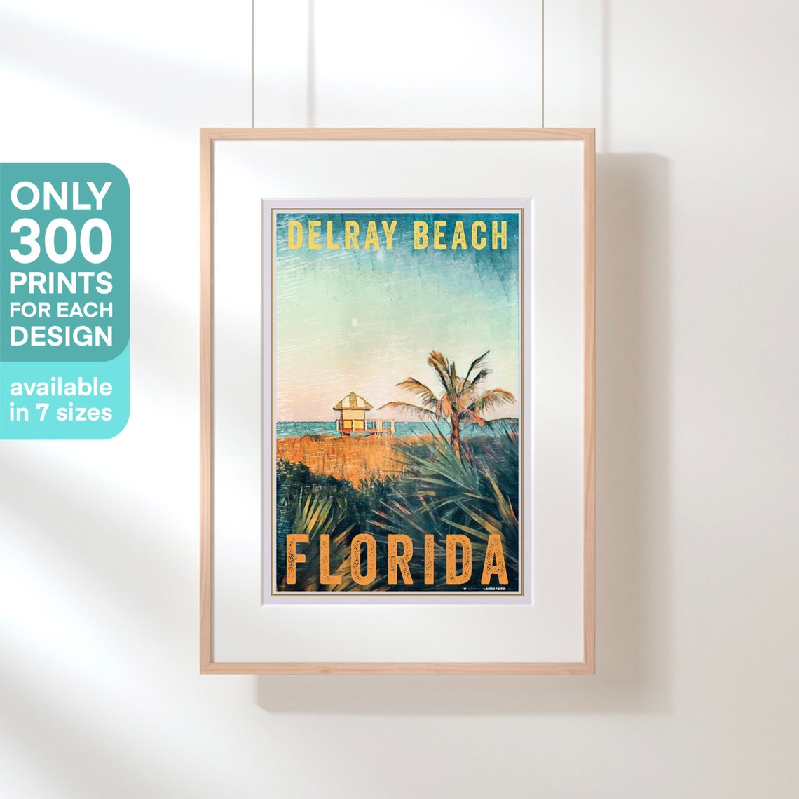 Delray Beach Florida Lifeguard Tower Palm Retro Beach Travel Poster - Image 3