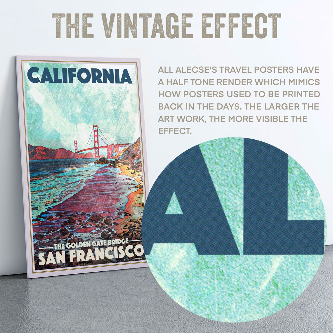 San Francisco Golden Gate Bridge California Beach Travel Poster - Image 2