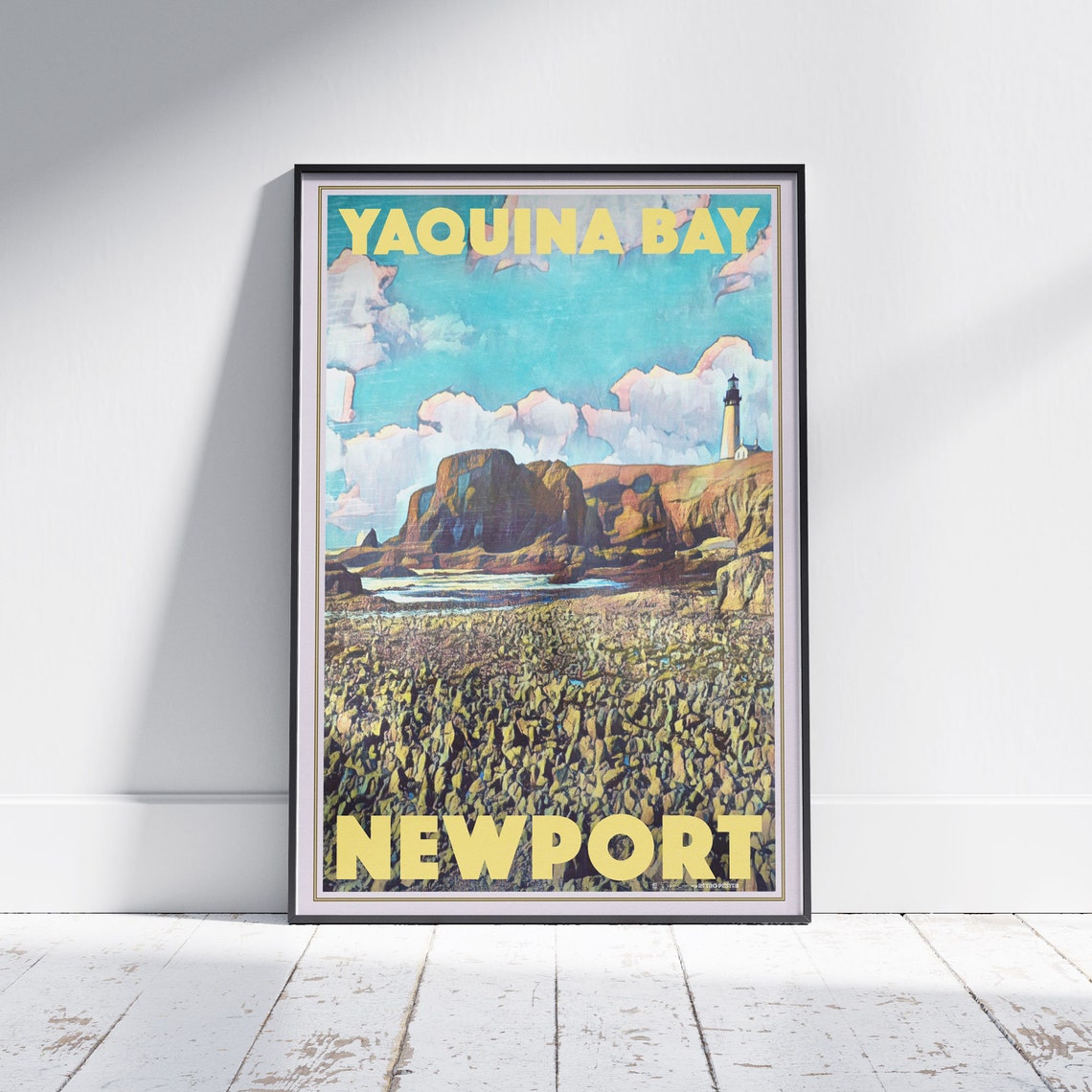 Newport Poster Yaquina Bay By Alecse Limited Edition Us Travel Poster Oregon Gallery Wall Print Of Yaquina Bay Oregon Decoration