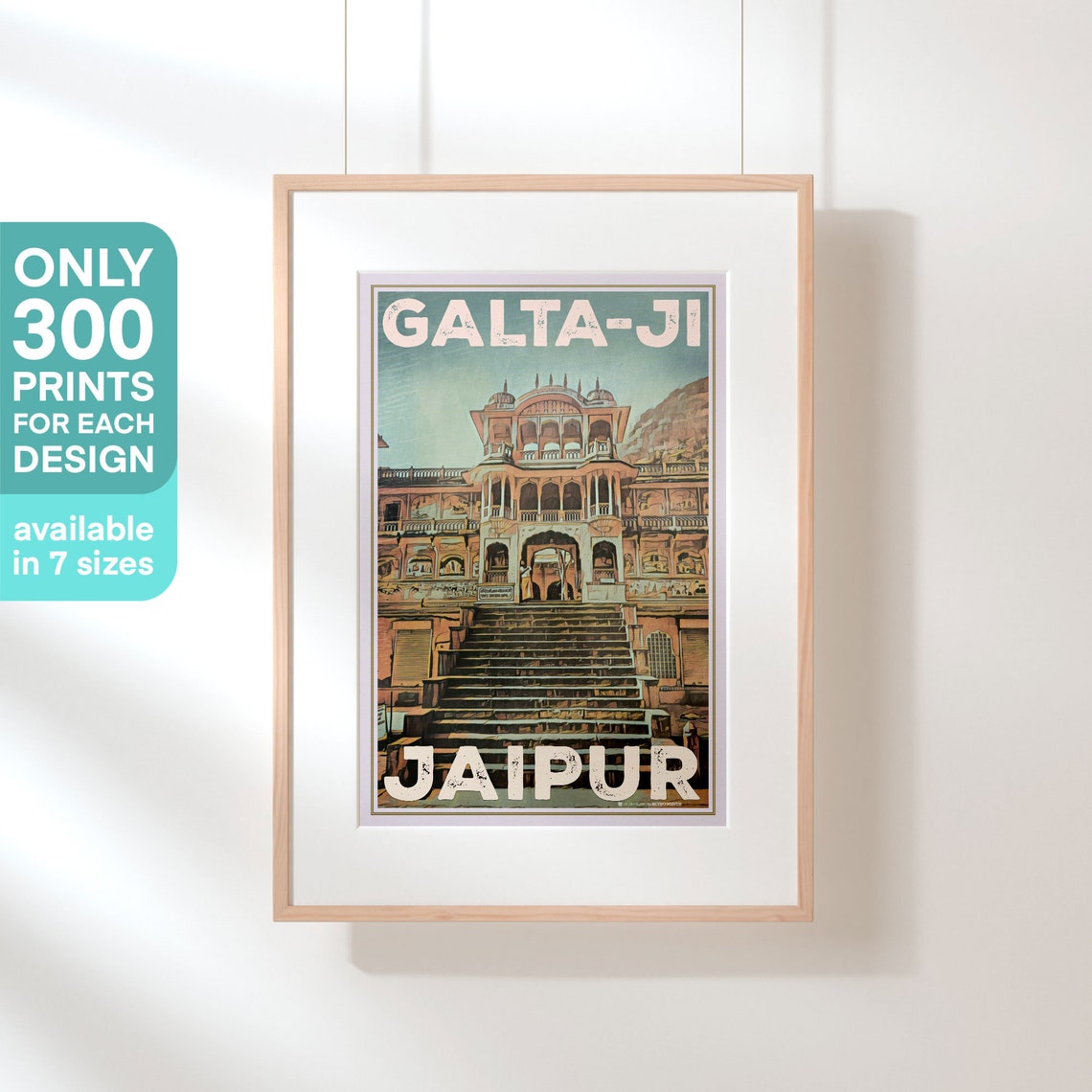 Galta Ji Jaipur India Vintage Travel Poster Ancient Temple Steps Art - Image 3