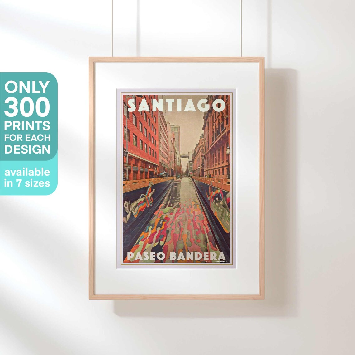 Santiago Poster Paseo Bandera By Alecse Limited Edition Chile Travel Poster Poster Of Santiago Chile Gallery Wall Santiago Print - Image 3