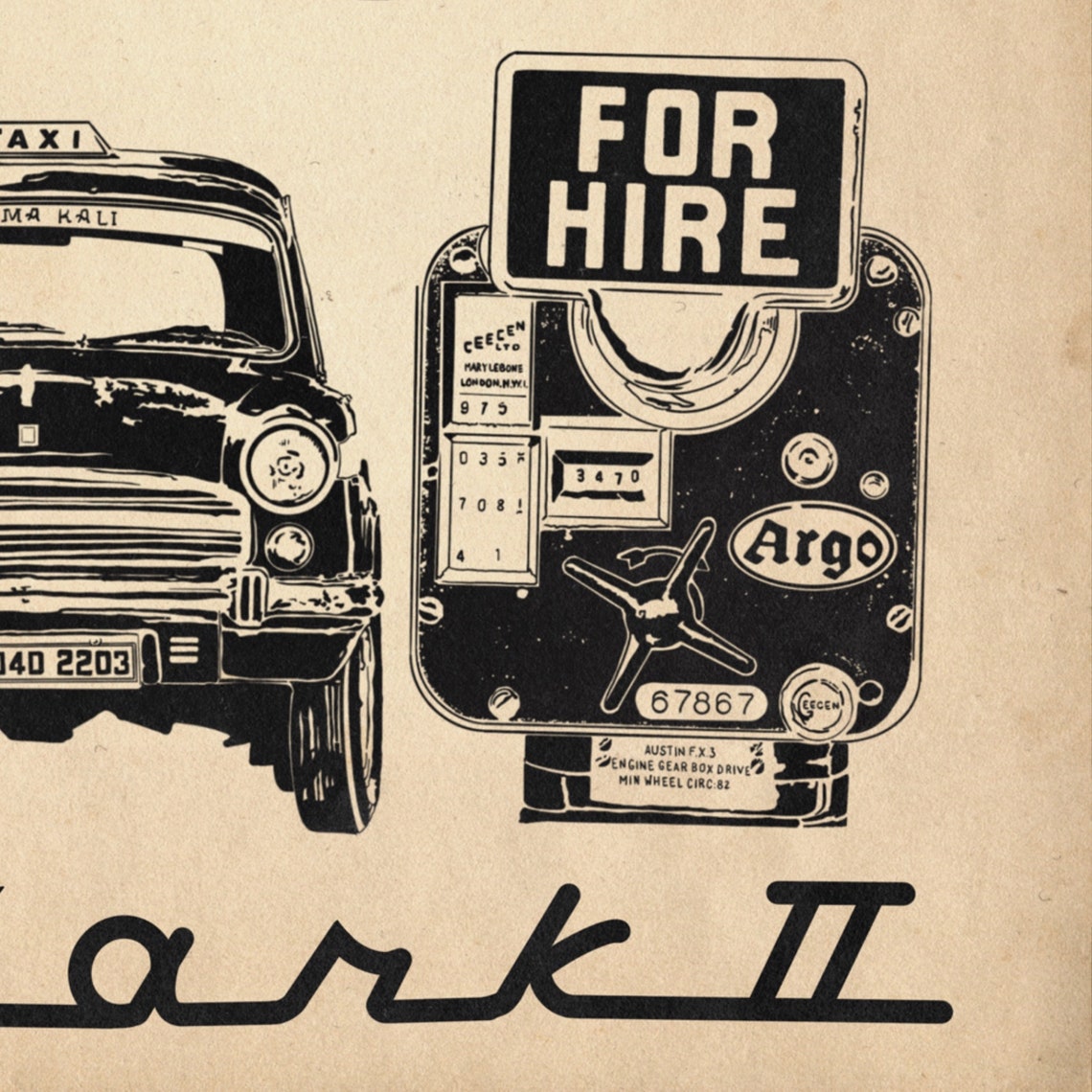 Bombay Poster Ambassador Mark Ii Taxi Kaki Original By Shree 300ex Ambassador Print Mumbai Print Mumbai Taxi Print Bombay Print - Image 4